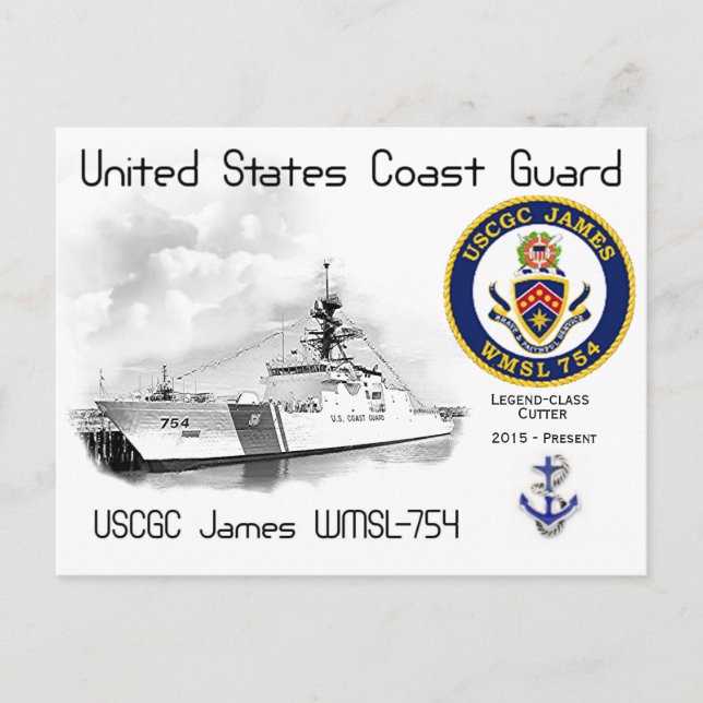 USCGC JAMES WMSL-754 CUTTER POSTKARTE (Vorderseite)
