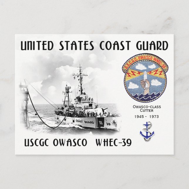 USCGC OWASCO WHEC-39 CUTTER POSTKARTE (Vorderseite)