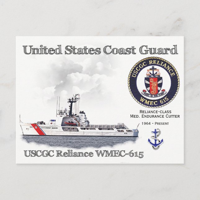 USCGC Reliance WMEC-615 Cutter Postkarte (Vorderseite)