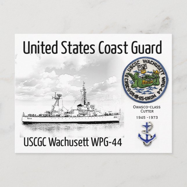 USCGC WACHUSETT WPG-44 CUTTER POSTKARTE (Vorderseite)