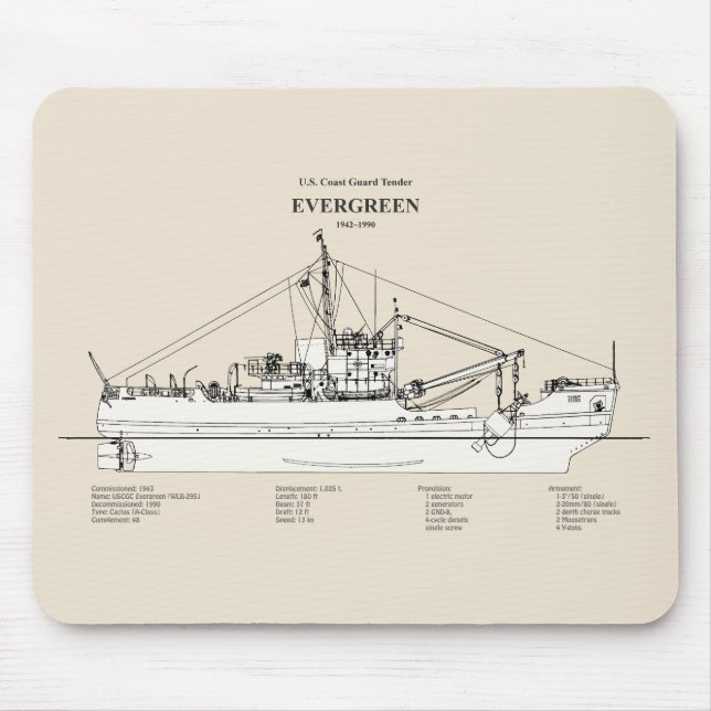 USCGT Evergreen wlb-295 - SBD Mousepad (Vorne)