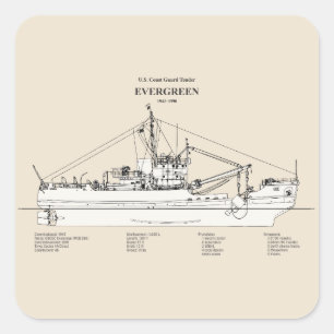 USCGT Evergreen wlb-295 - SBD Quadratischer Aufkleber
