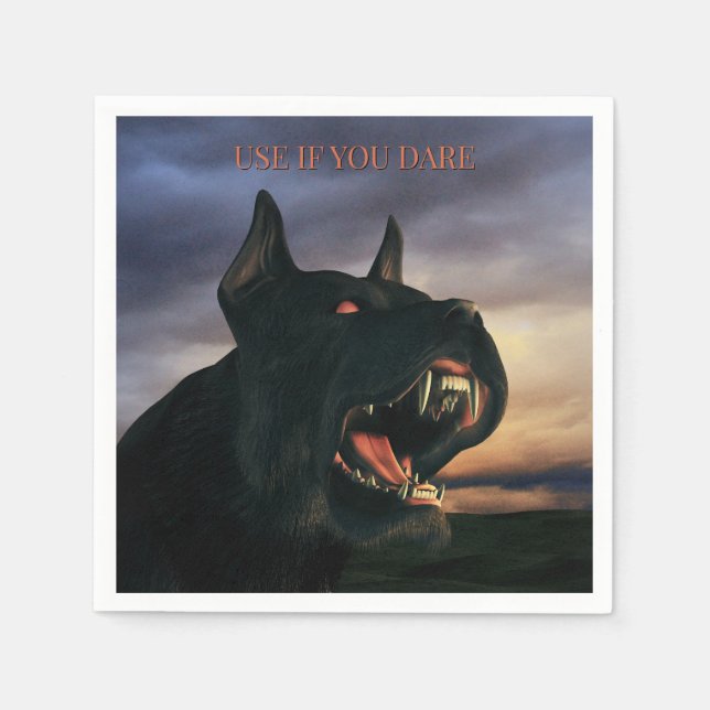Use If You Dare. Big, black dog Serviette (Vorderseite)