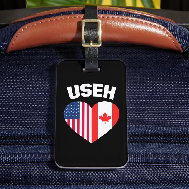 USEH America Canada Flag Funny American Canadian Gepäckanhänger (Vorderseite Insitu 2)