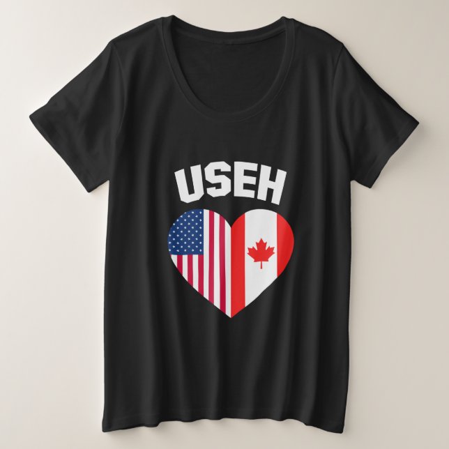 USEH America Canada Flag Funny American Canadian Große Größe T-Shirt (Design vorne)