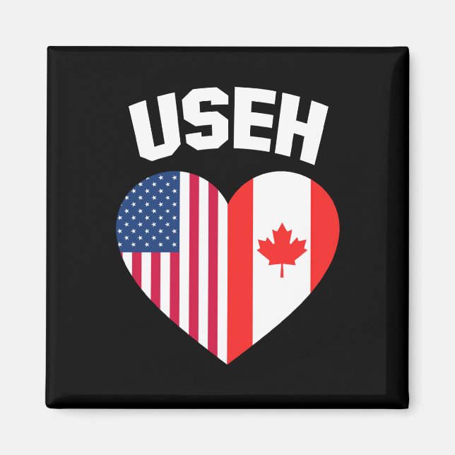 USEH America Canada Flag Funny American Canadian Magnet (Vorne)