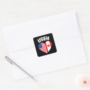 USEH America Canada Flag Funny American Canadian Quadratischer Aufkleber