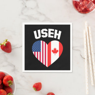 USEH America Canada Flag Funny American Canadian Serviette