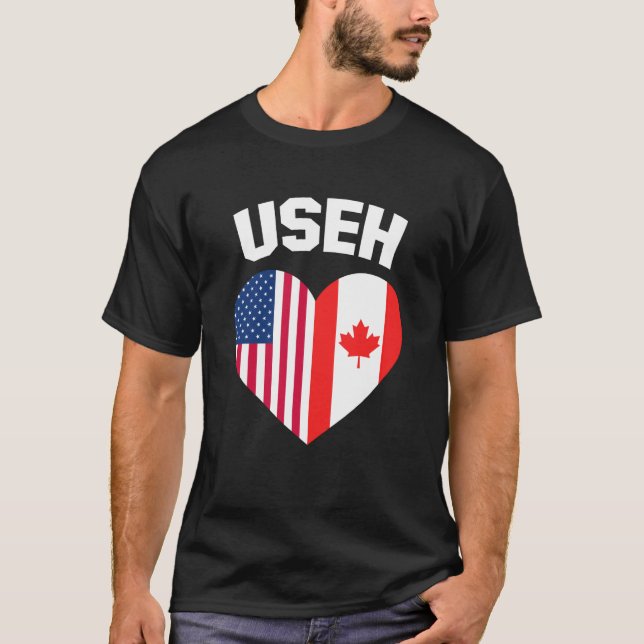 USEH America Canada Flag Funny American Canadian T-Shirt (Vorderseite)