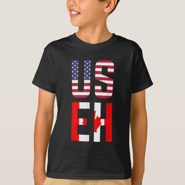 USEH America Canada Flag Funny American Canadian T-Shirt (Vorderseite)