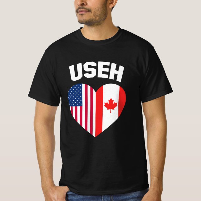 USEH America Canada Flag Funny American Canadian T-Shirt (Vorderseite)