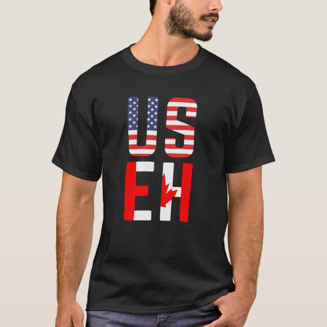 USEH Amerika Kanada Flagge T-Shirt (Vorderseite)