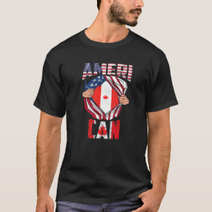 Useh Cdn Maple Leaf Half kanadischer Halb-Amerikan T-Shirt