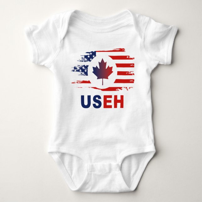 USEH Half Canadian American Canada USA Flag United Baby Strampler (Vorderseite)