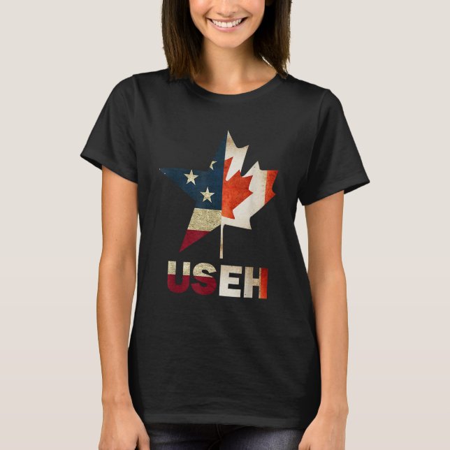 USEH Leaf Canadian American Flag Kanada USA Flag G T-Shirt (Vorderseite)