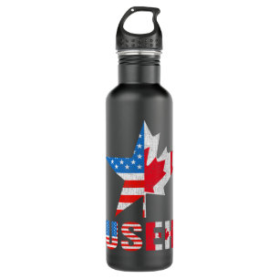 Useh Leaf Canadian American Flag Mapa Kanada USA  Edelstahlflasche