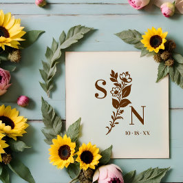 User Lavish Romantic Flower Deluxe Wedding Initial Gummistempel