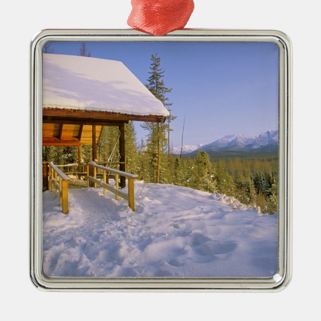 USFS Schnauss Cabin Vermietung im Winter Ornament Aus Metall (Vorne)