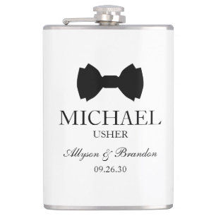 Usher Black Bow Krawatte Flachmann