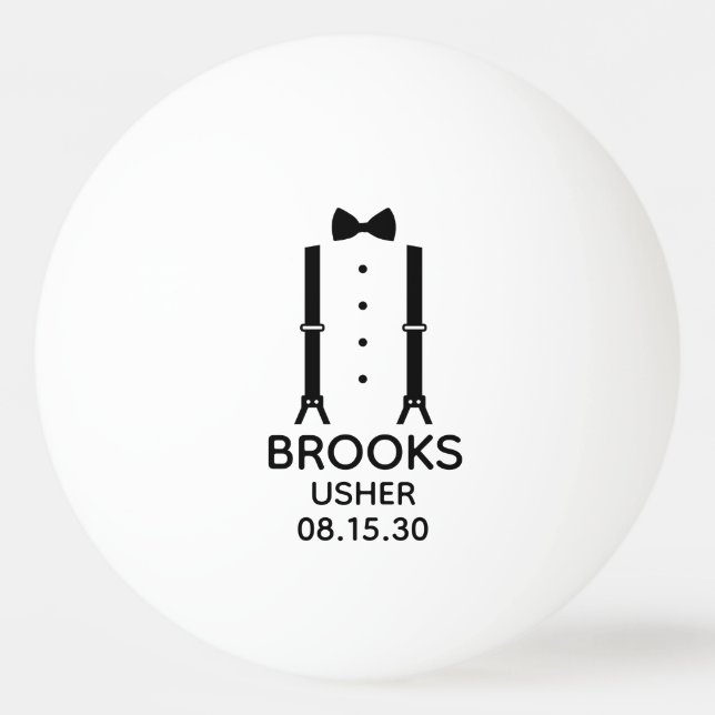 Usher Black Bow Krawatte Tischtennisball (Vorderseite)