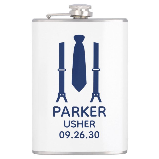 Usher Blaue Krawatte Flachmann (Vorderseite)