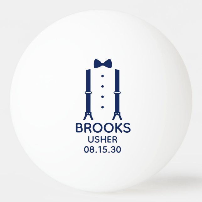 Usher Blue Bow Krawatte Tischtennisball (Vorderseite)