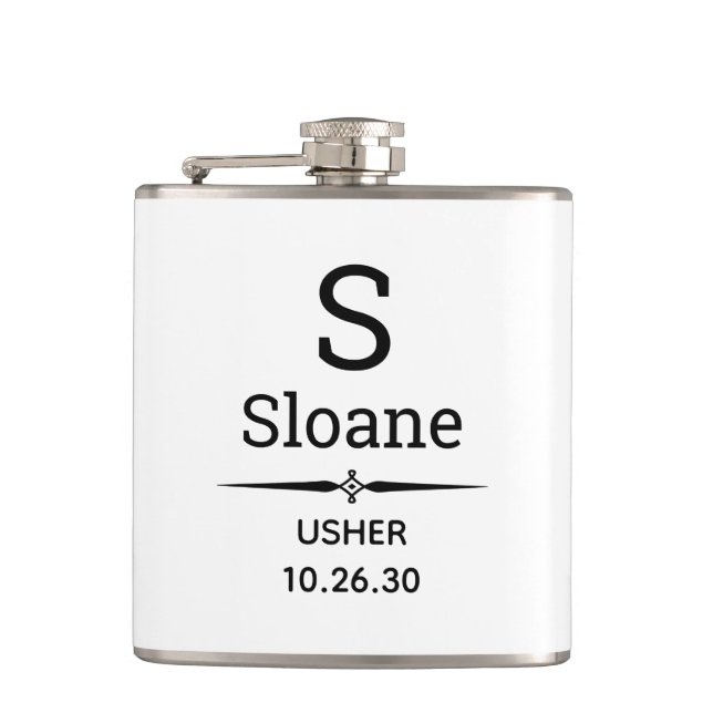 Usher-Monogramm-Flachmann Flachmann (Vorderseite)