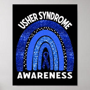 Usher Syndrome Awareness Blue Rainbow Poster