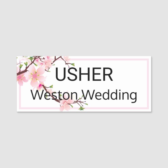 Usher Wedding Cherry Blüten Magnetic Back Namensschild (Vorderseite)