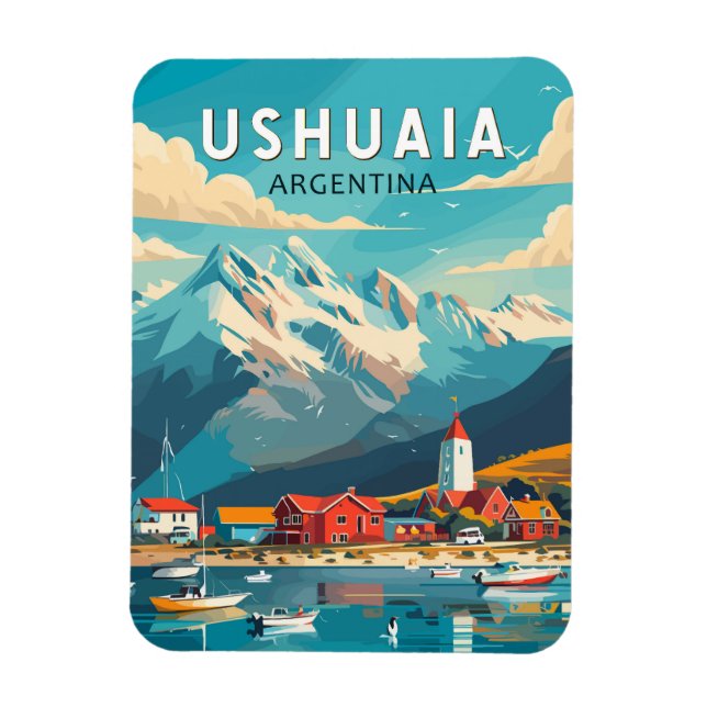 Ushuaia Argentina Travel Art Vintag Magnet (Vertikal)