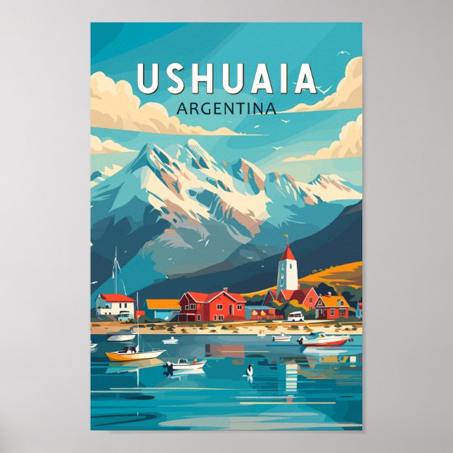 Ushuaia Argentina Travel Art Vintag Poster (Vorne)