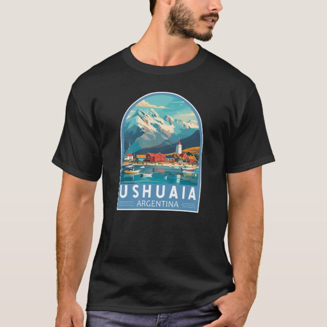 Ushuaia Argentina Travel Art Vintag T-Shirt (Vorderseite)