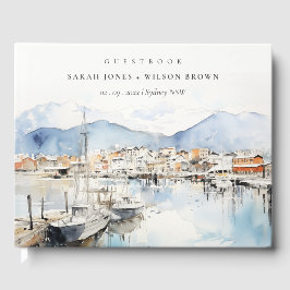 Ushuaia, Argentina Watercolor Landscape Wedding Gästebuch