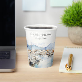 Ushuaia, Argentina Watercolor Landscape Wedding Pappbecher