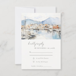 Ushuaia, Argentina Watercolor Landscape Wedding RSVP Karte