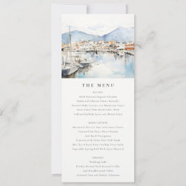 Ushuaia, Argentina Watercolor Scape Wedding Menu Einladung