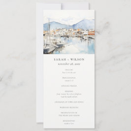 Ushuaia, Argentina Watercolor Scape Wedding Menu Einladung