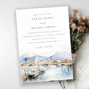 Ushuaia, Argentinien Aquarell-Landschaft Hochzeit Einladung