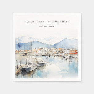 Ushuaia, Argentinien Aquarell-Landschaft Hochzeit Serviette