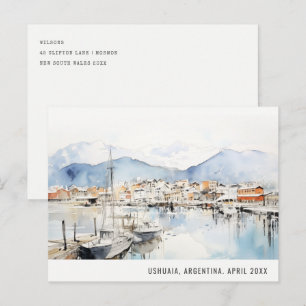 Ushuaia Argentinien Landschaft Aquarell Reise Feiertagspostkarte