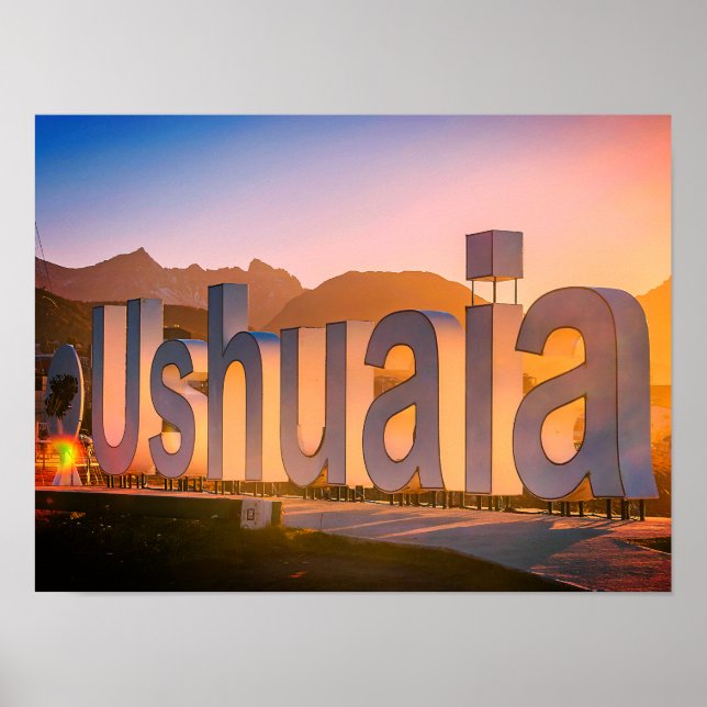 Ushuaia Briefe über Küstenlandschaft Poster (Vorne)