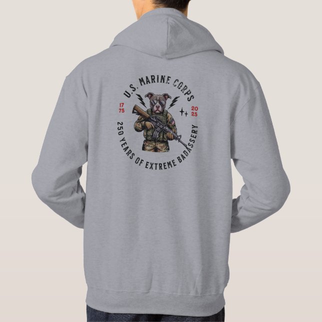 USMC 250 Years of Badassery Camo Dog Hoodie (Rückseite)