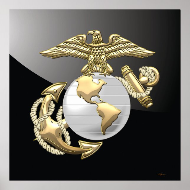 USMC Adler, Globe & Anchor (EGA) [3D] Poster (Vorne)