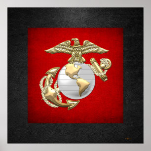USMC Adler, Globe & Anchor (EGA) [3D] Poster