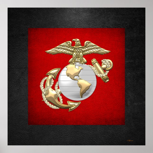USMC Adler, Globe & Anchor (EGA) [3D] Poster (Vorne)