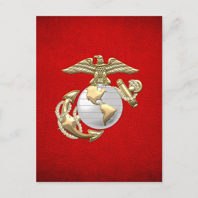 USMC Adler, Globe & Anchor (EGA) [3D] Postkarte (Vorderseite)