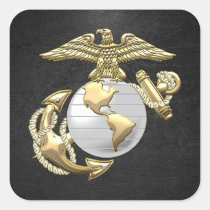 USMC Adler, Globe & Anchor (EGA) [3D] Quadratischer Aufkleber