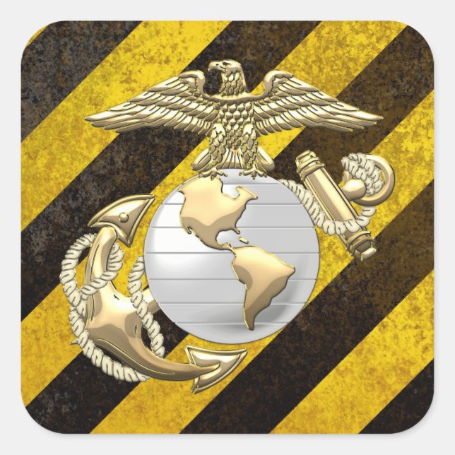 USMC Adler, Globe & Anchor (EGA) [3D] Quadratischer Aufkleber (Vorderseite)