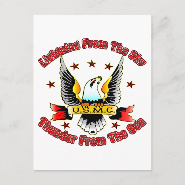USMC Blitze aus dem Himmel Donner aus dem Meer Postkarte (Vorderseite)