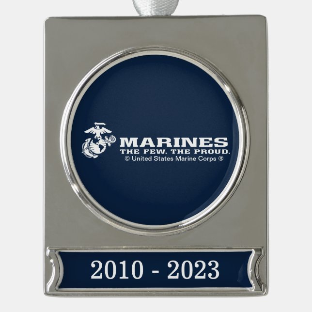 USMC Das Wenige Das stolze Logo - Weiß Banner-Ornament Silber (Vorderseite)